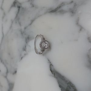 Engagement Ring Sterling Silver Cubic Zirconia Size 7